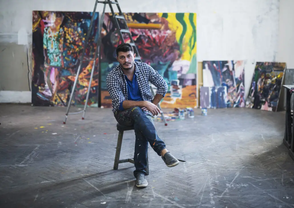 man in artist studio