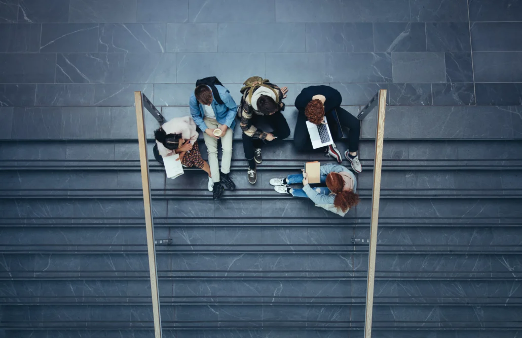 Group of Students Sitting on Steps
