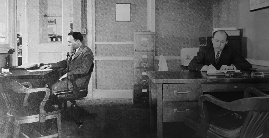 Herbert Stamats and Frank French in their first offices, 1924.