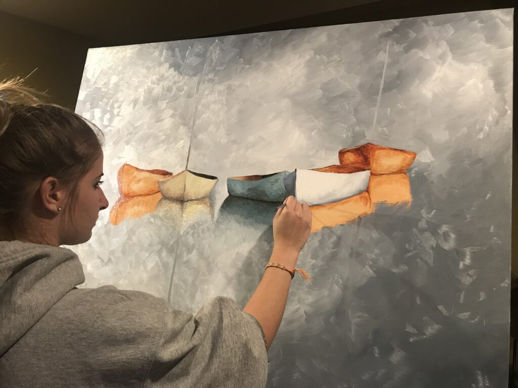 Maddy Sczcypka working on her personal art