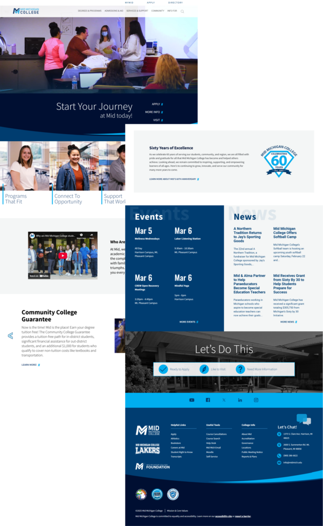 Homepage layout for Mid Michigan Designed by Stamats