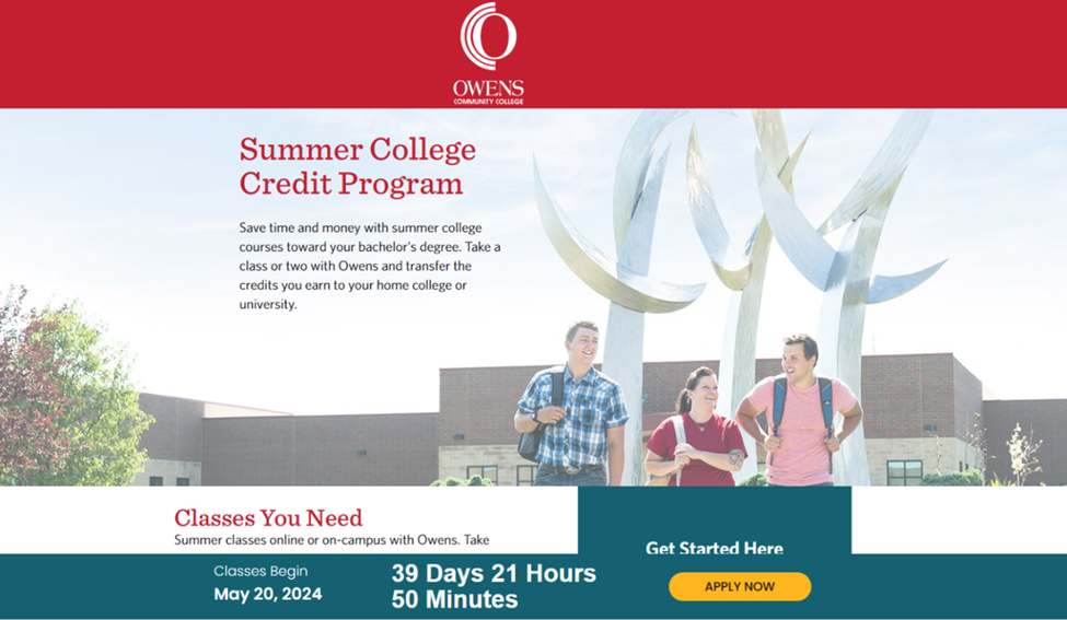 Owens website homepage.
