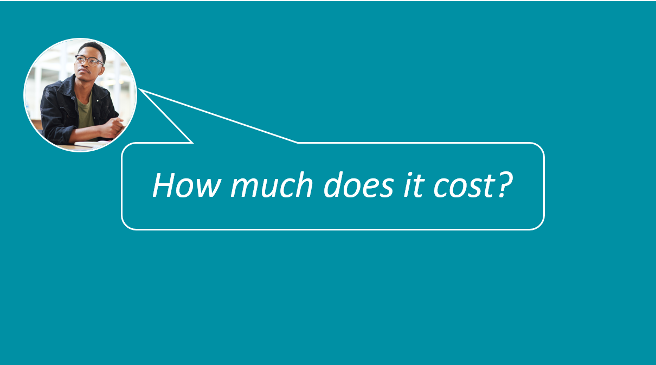 Info graphic saying: How much does it cost?