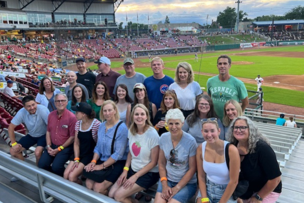 Stamats attending a Kernals baseball game