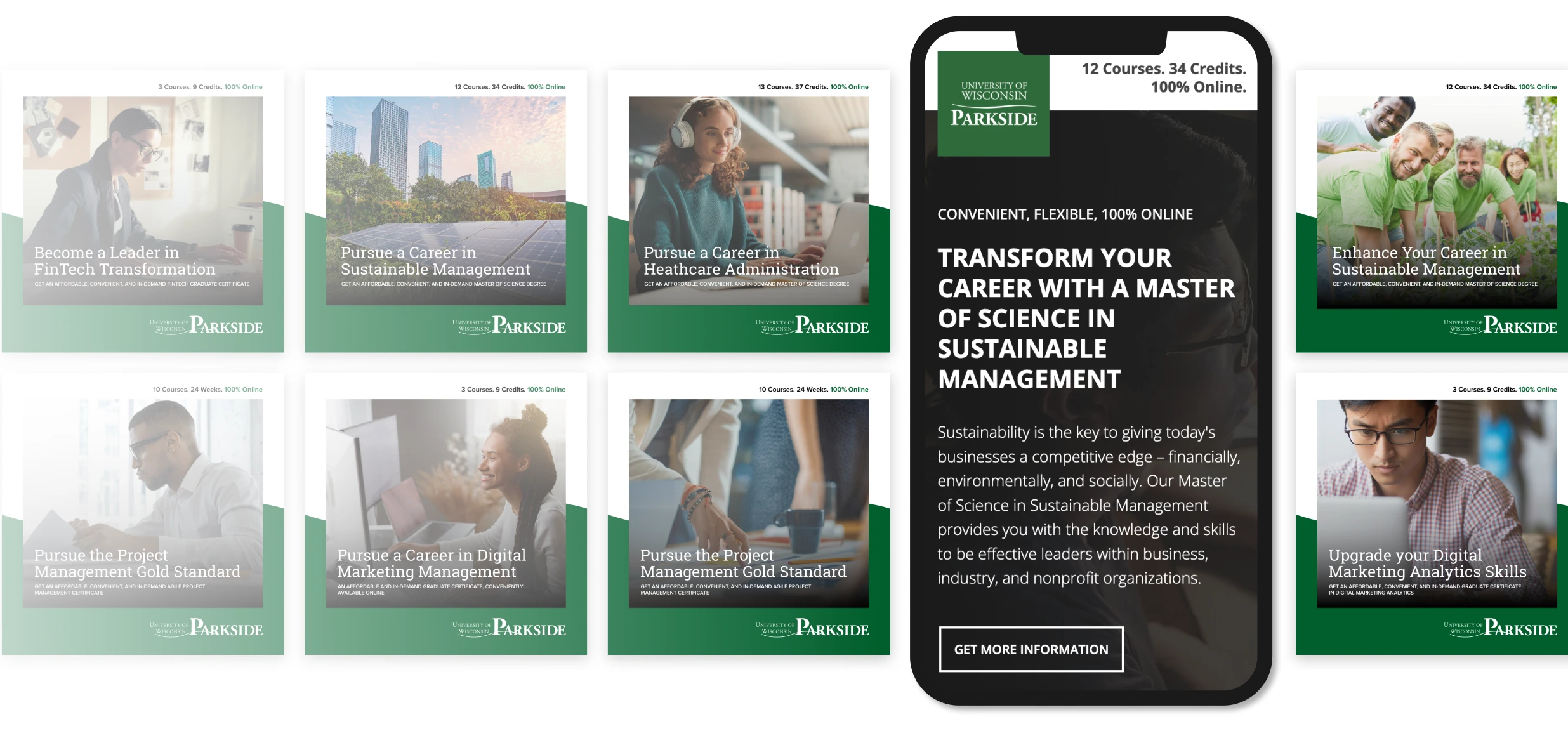 hero image showcasing ads done for uw parkside with a mockup of the landing page