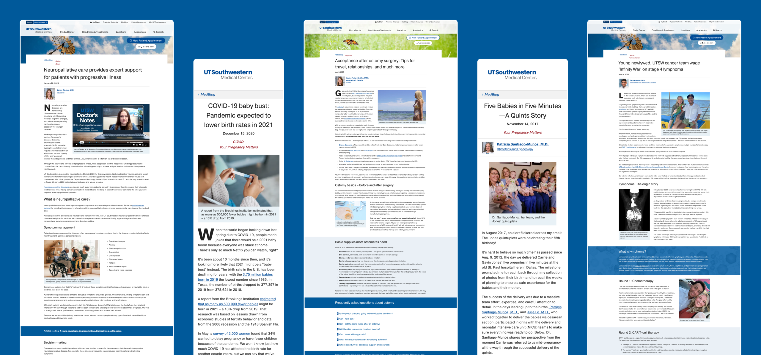 Graphic of blog posts from UT Southwestern website