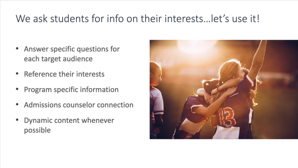Graphic: Slide 15. We ask students for info on their interests - let's use it.